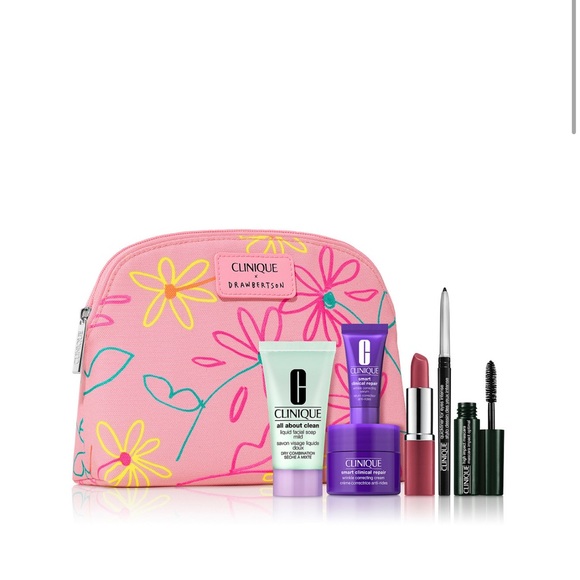 Clinique Other - Clinique Makeup Set with Pink Floral Bag